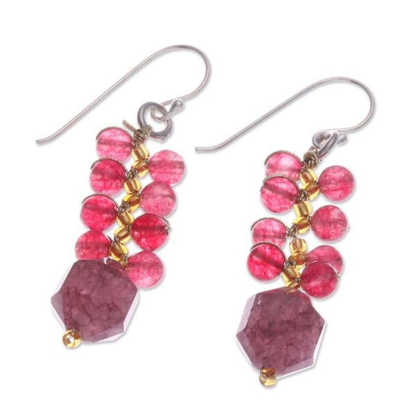 Alternate image for Handcrafted Cranberry-Inspired Glass Beaded Dangle Earrings Cranberries