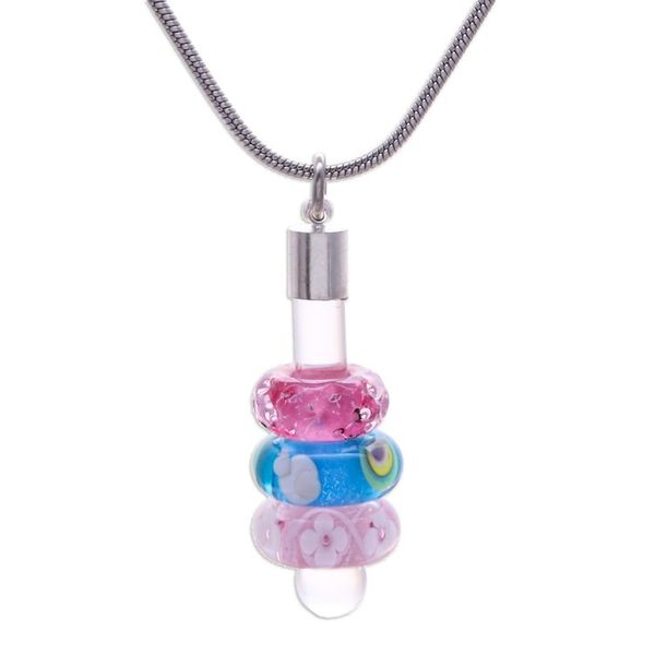 Alternate image for Stainless Steel Necklace with Colorful Blown Glass Pendants Candy Amulets