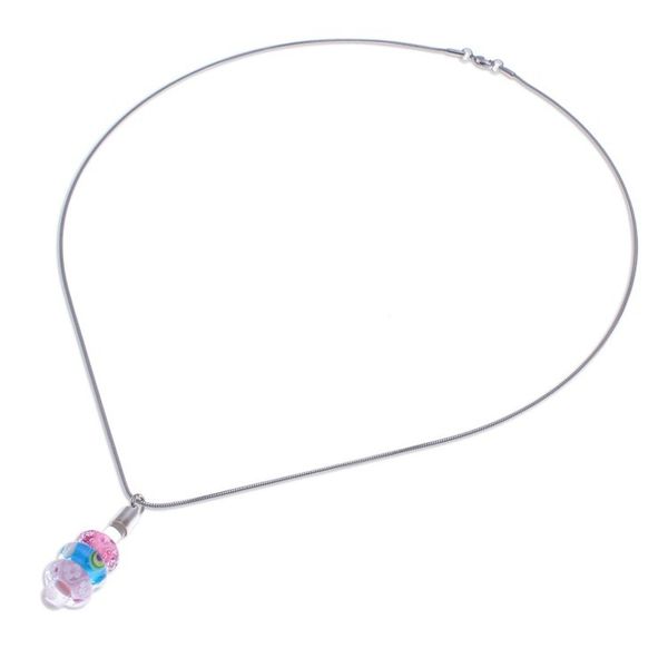 Alternate image for Stainless Steel Necklace with Colorful Blown Glass Pendants Candy Amulets