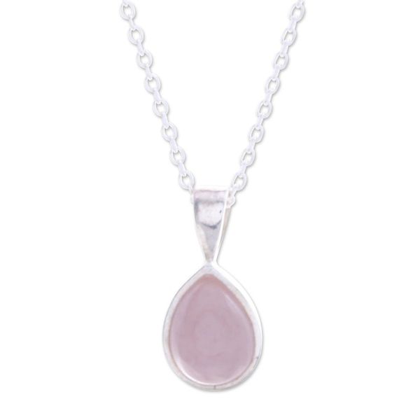 Alternate image for High-Polished Drop-Shaped Rose Quartz Pendant Necklace Drop for the Kind