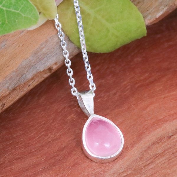Alternate image for High-Polished Drop-Shaped Rose Quartz Pendant Necklace Drop for the Kind
