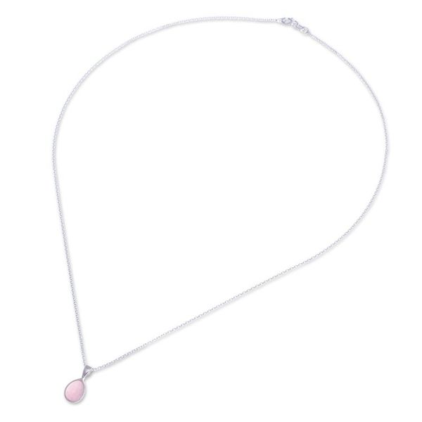 Alternate image for High-Polished Drop-Shaped Rose Quartz Pendant Necklace Drop for the Kind