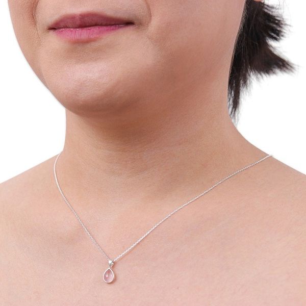 Alternate image for High-Polished Drop-Shaped Rose Quartz Pendant Necklace Drop for the Kind