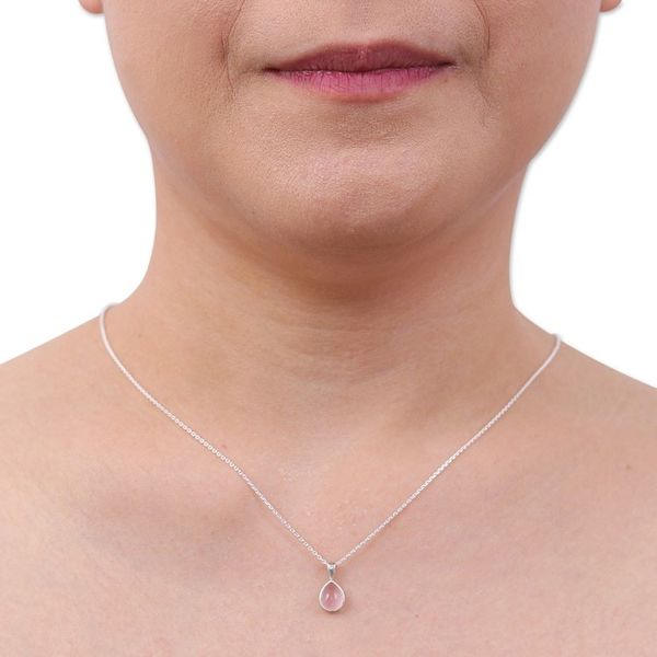 Alternate image for High-Polished Drop-Shaped Rose Quartz Pendant Necklace Drop for the Kind