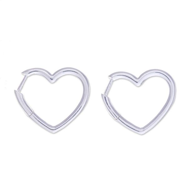 Alternate image for Romantic Heart-Shaped Hoop Earrings in a High Polish Finish Luminous Beats
