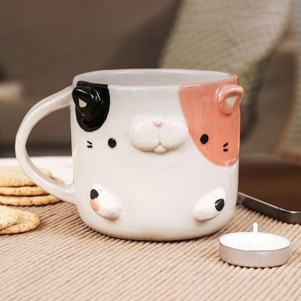 Alternate image for Whimsical Animal-Themed Handcrafted Calico Cat Mug Calico Morning