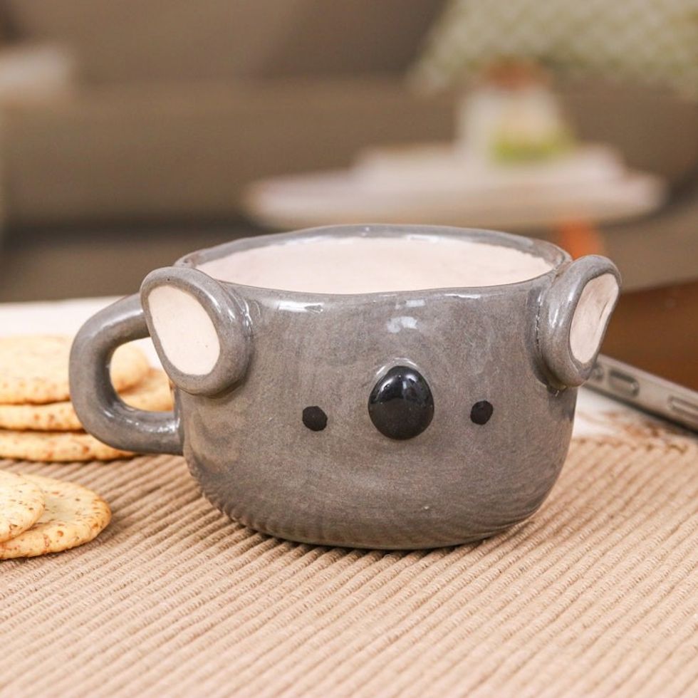 Animal-Themed Ceramic Koala Espresso Cup from Thailand 'Koala Demitasse'