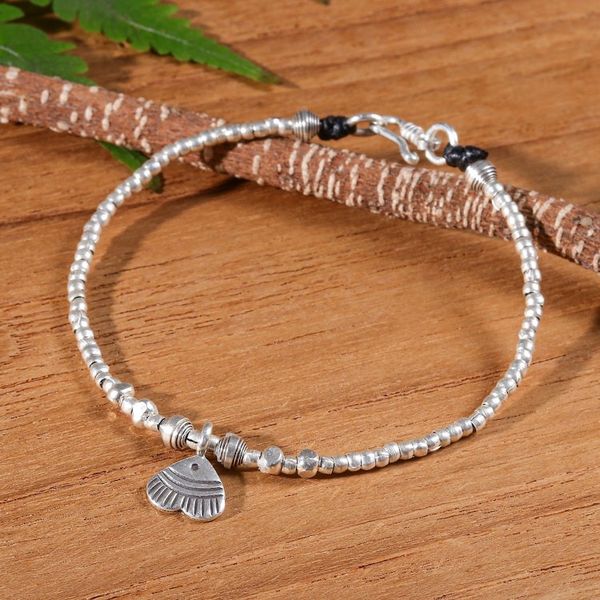 Alternate image for Thai Fish-Themed Karen Silver Good Fortune Charm Bracelet Fish in Love