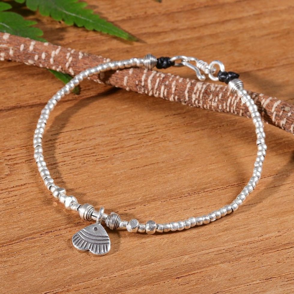 Thai Fish-Themed Karen Silver Good Fortune Charm Bracelet 'Fish in Love'