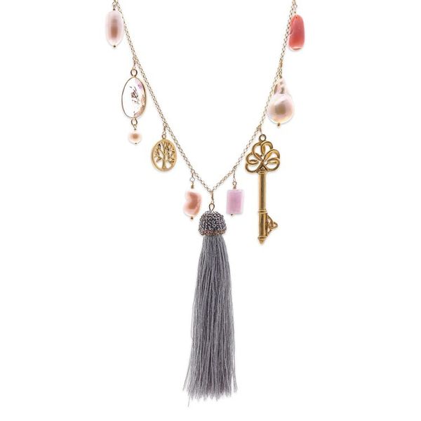 Alternate image for Fantasy-Inspired Gold-Plated Multi-Gemstone Charm Necklace Myriad Treasures