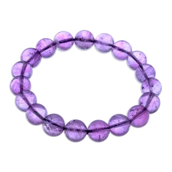 Alternate image for Handcrafted Amethyst Beaded Stretch Bracelet from Thailand Sweet Mist
