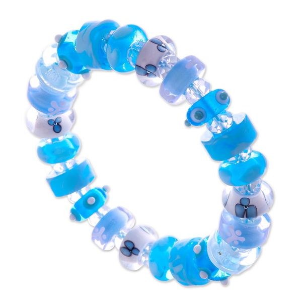 Alternate image for Art Glass Crystal Beaded Stretch Bracelet in Light Blue Hue Celestial Spell