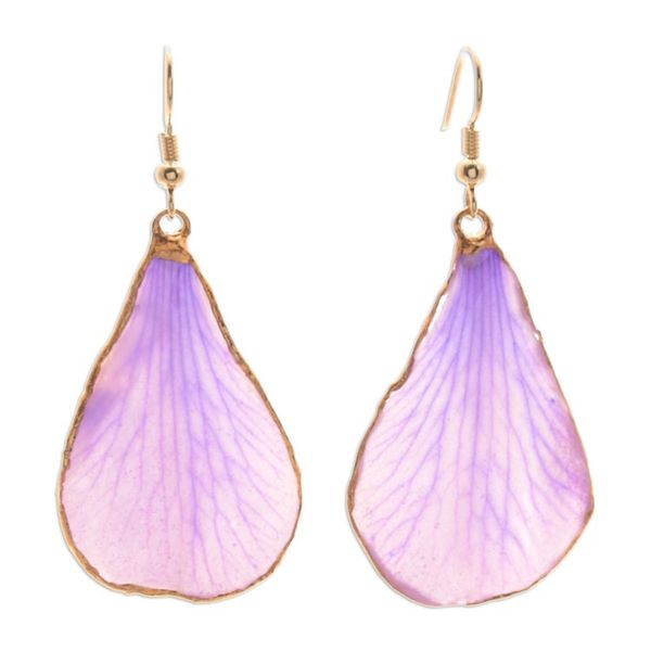 Alternate image for Lavender-Toned Gold-Accented Petal-Shaped Dangle Earrings Dreamy Petal