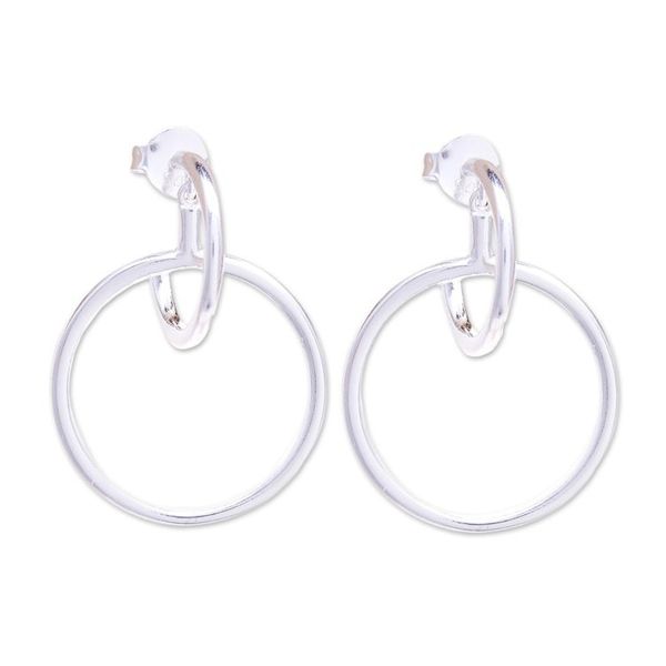 Alternate image for Thai Modern High-Polished Sterling Silver Dangle Earrings Ethereal Life