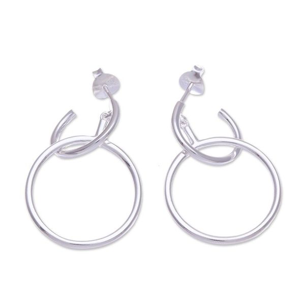 Alternate image for Thai Modern High-Polished Sterling Silver Dangle Earrings Ethereal Life