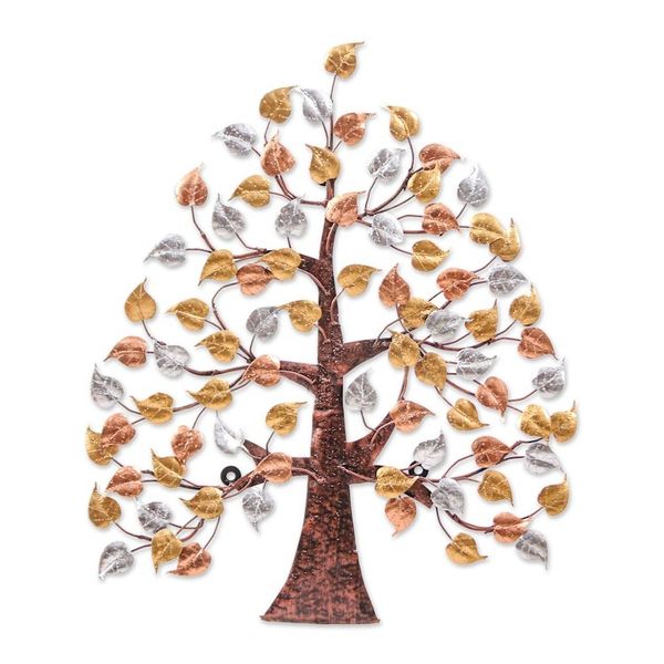 Alternate image for Handmade Nature-Themed Metallic Foil and Steel Tree Wall Art Felicitous Nature