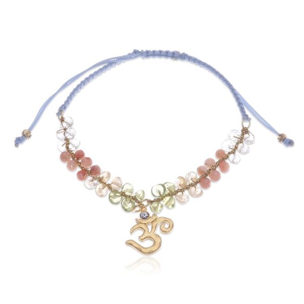 Alternate image for 24k Gold-Accented Multi-Gemstone Om Symbol Pendant Bracelet Om Glam