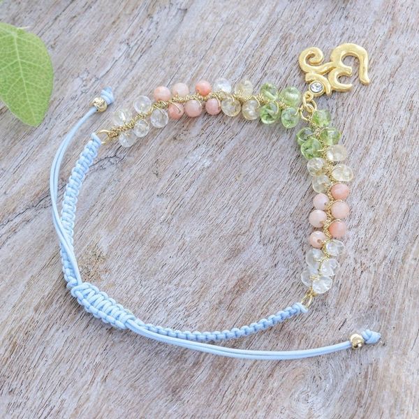 Alternate image for 24k Gold-Accented Multi-Gemstone Om Symbol Pendant Bracelet Om Glam