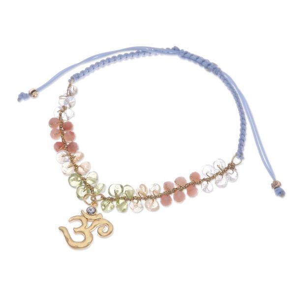 Alternate image for 24k Gold-Accented Multi-Gemstone Om Symbol Pendant Bracelet Om Glam
