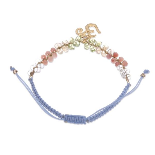 Alternate image for 24k Gold-Accented Multi-Gemstone Om Symbol Pendant Bracelet Om Glam