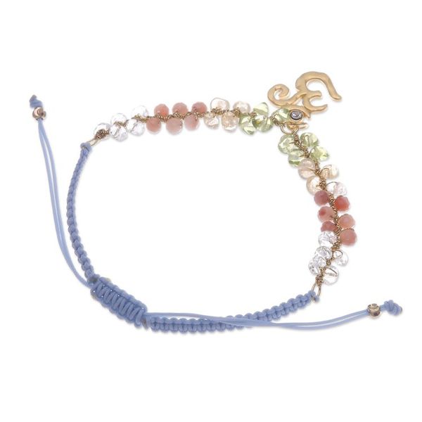 Alternate image for 24k Gold-Accented Multi-Gemstone Om Symbol Pendant Bracelet Om Glam