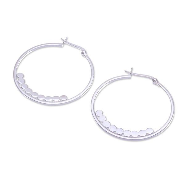 Alternate image for High-Polished Sterling Silver Hoop Earrings from Thailand Luminous Thoughts