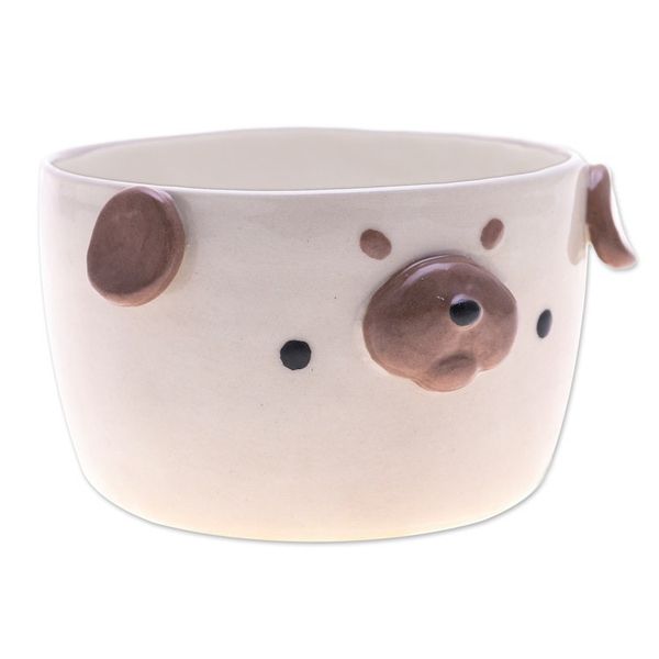 Alternate image for Glazed Pug Dog Ceramic Flower Pot and Saucer Extra Large Pug Nature