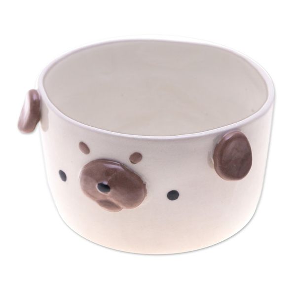 Alternate image for Glazed Pug Dog Ceramic Flower Pot and Saucer Extra Large Pug Nature