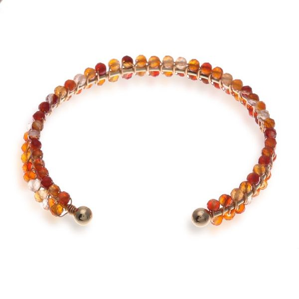 Alternate image for 14k Gold-Accented Agate Beaded Cuff Bracelet from Thailand Lively Colors