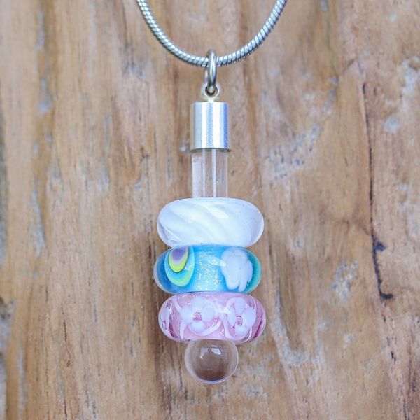 Alternate image for Artisan-Made Multicolor Blown Glass Beaded Pendant Necklace Fairy Amulets