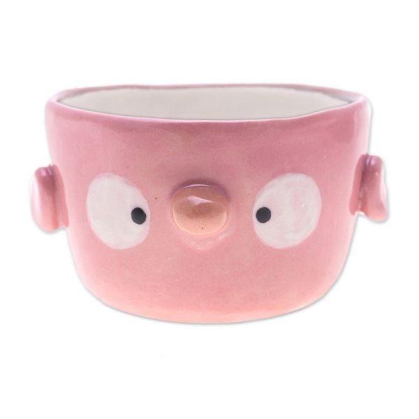 Alternate image for Pink Bird-Shaped Ceramic Mini Flower Pot and Saucer Small Pink Bird Spring