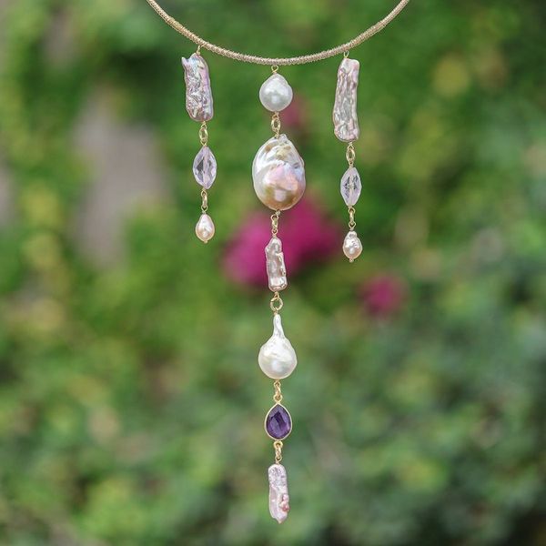 Alternate image for 2-Carat Gold-Plated Multi-Gemstone Statement Collar Necklace Pop of Purple