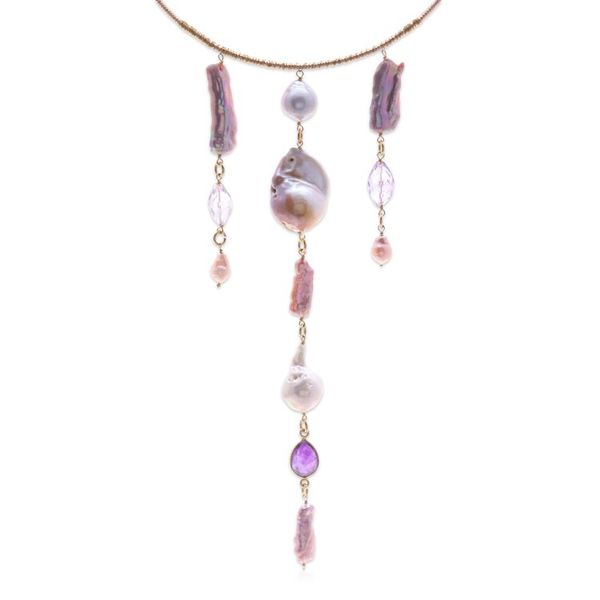 Alternate image for 2-Carat Gold-Plated Multi-Gemstone Statement Collar Necklace Pop of Purple