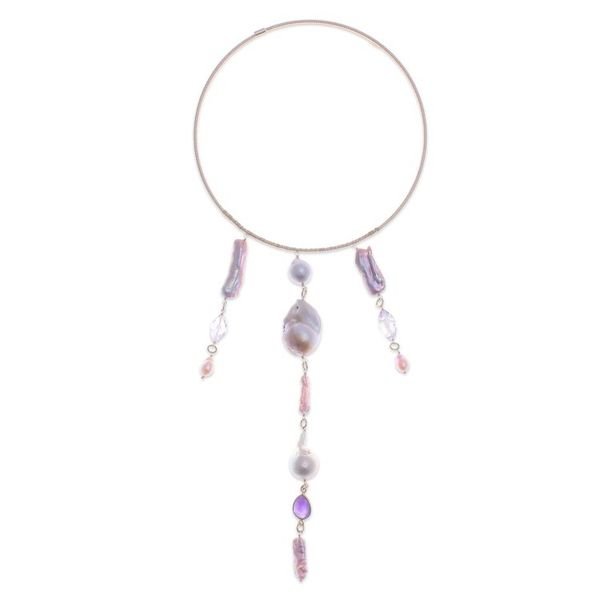 Alternate image for 2-Carat Gold-Plated Multi-Gemstone Statement Collar Necklace Pop of Purple