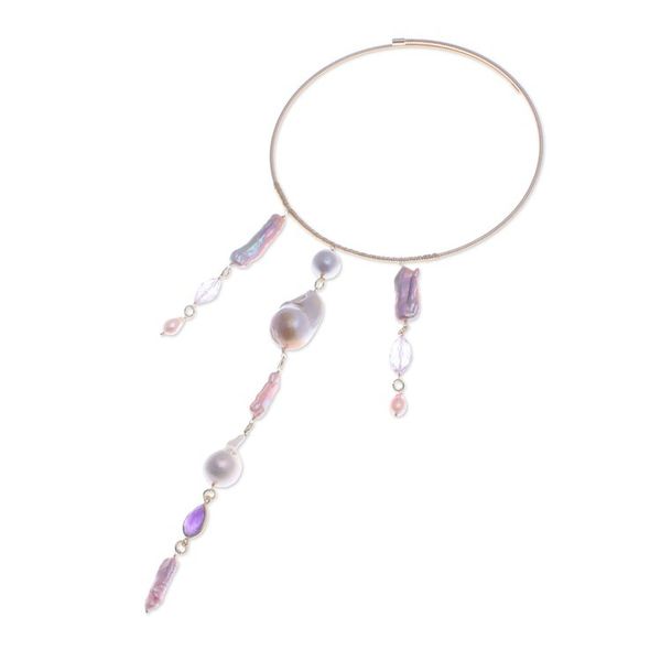 Alternate image for 2-Carat Gold-Plated Multi-Gemstone Statement Collar Necklace Pop of Purple