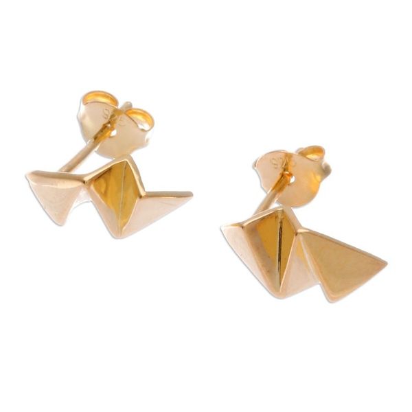 Alternate image for High-Polished Geometric 18k Gold-Plated Stud Earrings Shapes of Glory