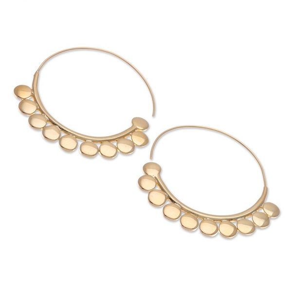 Alternate image for Abstract 18k Gold-Plated Half-Hoop Earrings from Thailand Modern Triumph