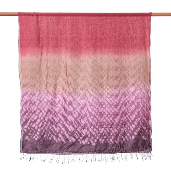 Alternate image for Tie-Dyed Burgundy Purple Batik Rayon and Silk Blend Scarf Burgundy Fusion