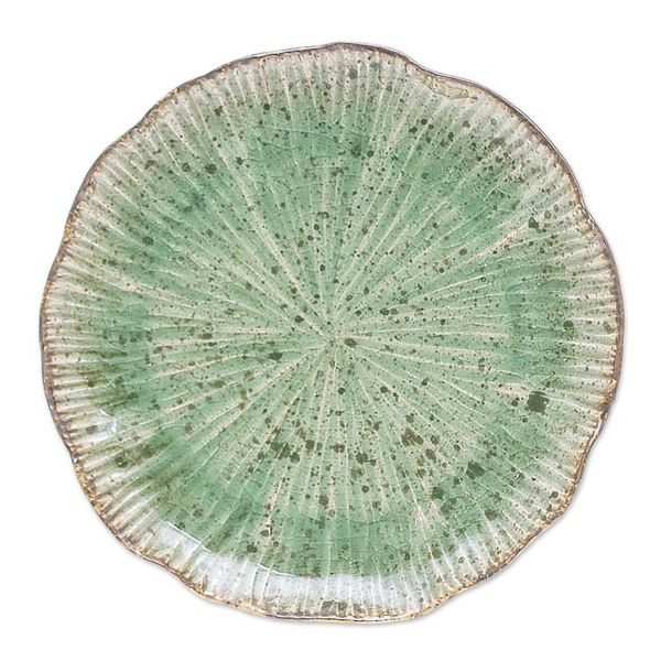 Alternate image for Lotus-Inspired Speckled Green Celadon Ceramic Luncheon Plate Lotus Table