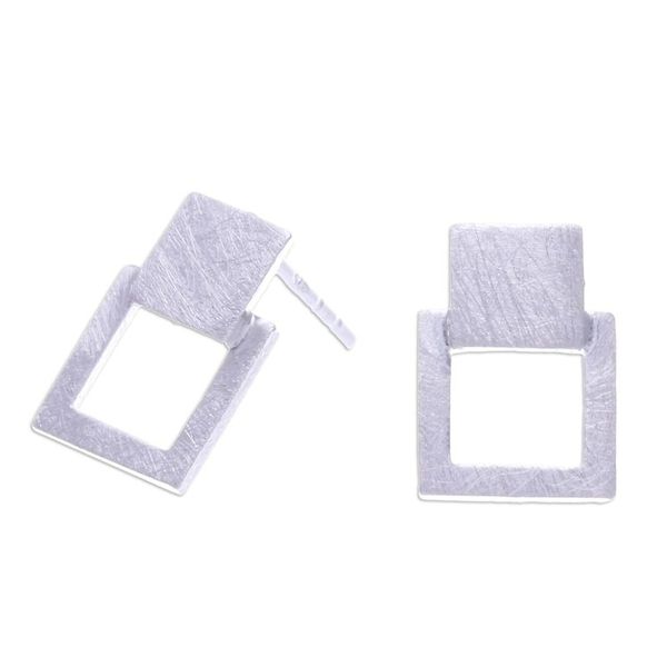 Alternate image for Modern Geometric Sterling Silver Drop Earrings from Thailand Ethereally Square