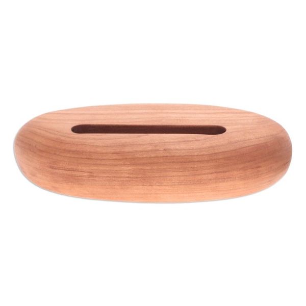 Alternate image for Hand-Carved Minimalist Oval Cherry Wood Phone Speaker Serene Sounds