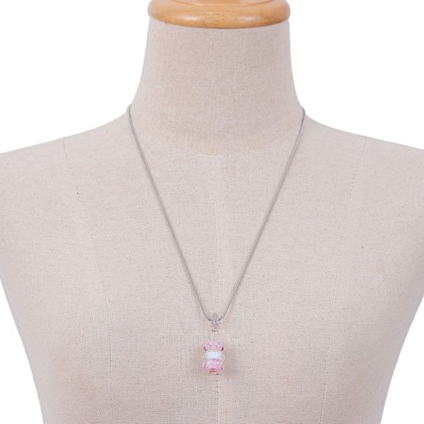 Alternate image for Floral Pink and White Glass Beaded Pendant Necklace Kind Amulets
