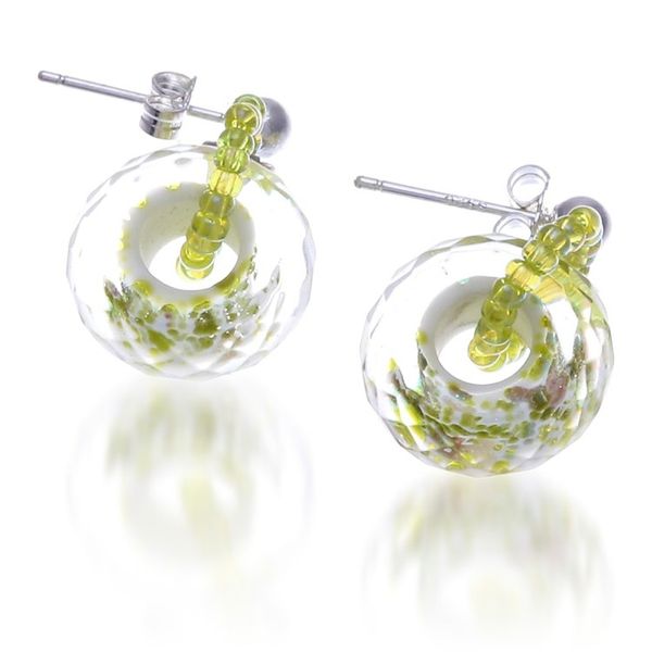 Alternate image for Thai-Made Abstract-Patterned Green Glass Dangle Earrings Evergreen Soul