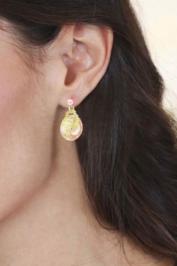 Alternate image for Thai-Made Abstract-Patterned Green Glass Dangle Earrings Evergreen Soul