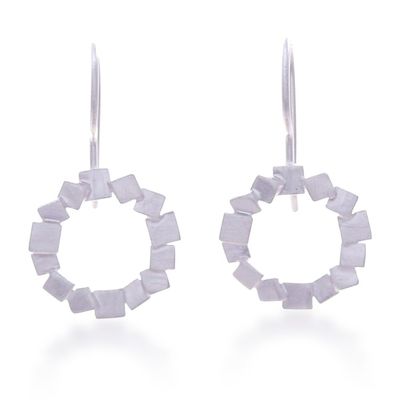 Alternate image for Sterling Silver Drop Earrings in a Brushed-Satin Finish Round Heaven