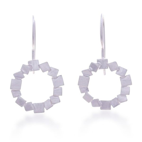 Image for Sterling Silver Drop Earrings in a Brushed-Satin Finish Round Heaven