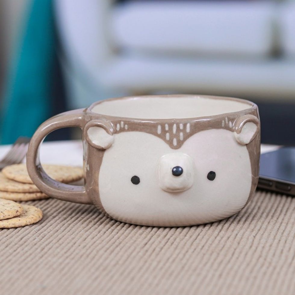 Handmade Ceramic Porcupine Cup with a Glossy Finish 'Porcupine Elixir'