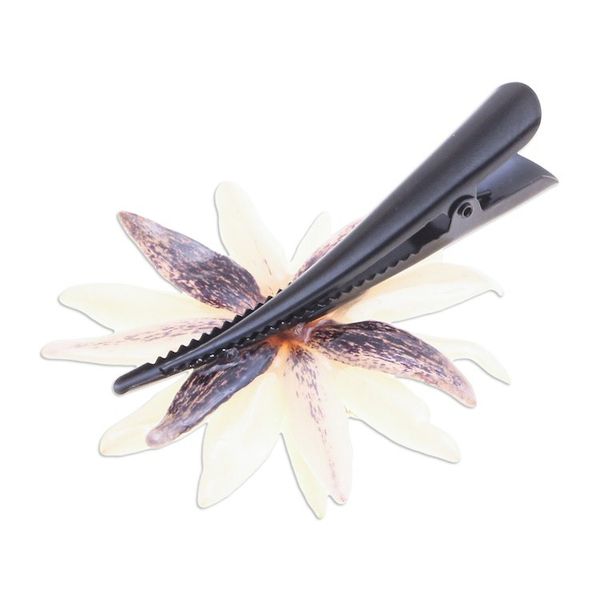 Alternate image for Hair Clip with Resin-Coated Natural Water Lily in Ivory Chic Ivory Water Lily