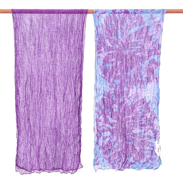 Alternate image for 2 Tie-Dyed Handwoven Batik Cotton Scarves in Purple and Blue Mangosteen Colors