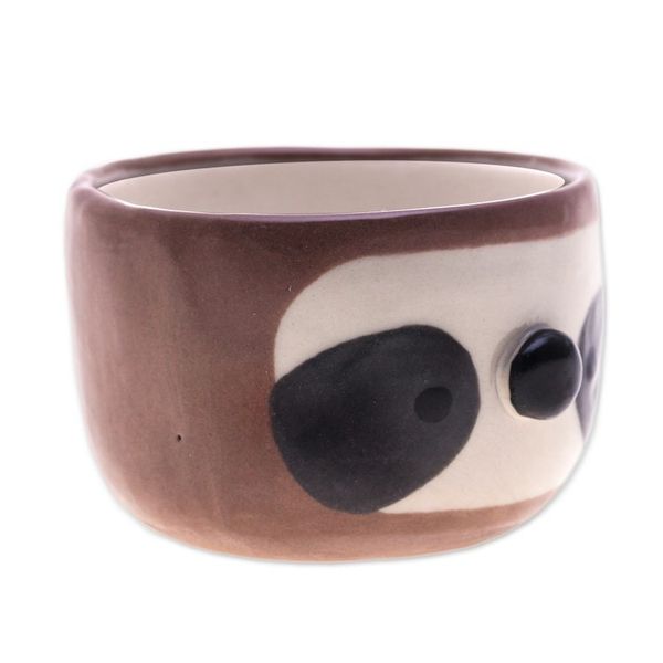 Alternate image for Glazed Handmade Sloth-Themed Ceramic Mini Flower Pot Small Sloth Spring